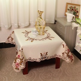 Cunluna European Pastoral Embroidered Square Tablecloth Coffee Table Cloth for Home Garden Wedding Party Decoration,60x120cm