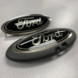 Ford 2018-2020 F-150 with Front Camera Smoke Black Oval Grille & Tailgate Badges LL3Z-9942528-C