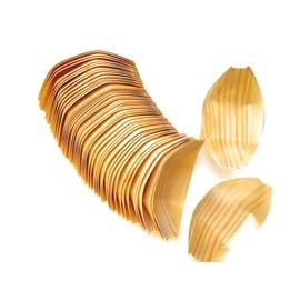 PAPSTAR 50 Finger Food Bowls, Pure Wood, 14 cm x 8.2 cm, Pack of 50