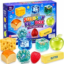 8 Piezas Caja de Esponjosos Misteriosos Divertidos, Set de Esponjosos Creativos de Malteado de Azúcar, Esponjosos de Regreso Lento, Decoración para Relajación en el computadora, Regalos de Fiesta para