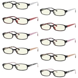 Eyekepper 10-Pack Polka Dots Patterned Blue Light Blocking Glasses for Women Classic Computer Eyeglasses Ladies +0.00