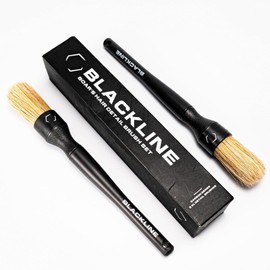Blackline Car Care Boar Hair Brushes- Luxury Car Detailing Brush Set for Interior and Exterior - Best Auto Detailing Brushes - Premium Hair Car Detailing Brushes (Boars Hair Bristles)
