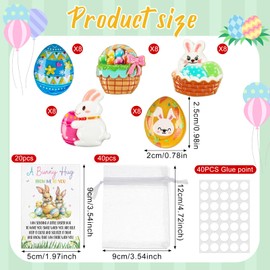 Motipuns 40 Sets Easter Little Pocket Hug Gifts Bulk Rabbit Easter Eggs Pocket Hug Token with Cards and Bags, Small Gifts for Employee Appreciation Staff Coworker Present(Classic)
