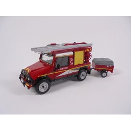 Model car 1:43 Compatible with UMM Alter Fire Truck with Trailer First Intervention Vehicle (VPI) Light Firefighter Vehicle Hachette CPL15