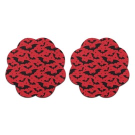 Pensura Car Coasters, Anti-Slip Flower Shaped Red Bat Print Car Coasters for Cup Holders, 2PCS Cup Holder Insert Ornaments Coaster, Universal Auto Interior Decor Accessories