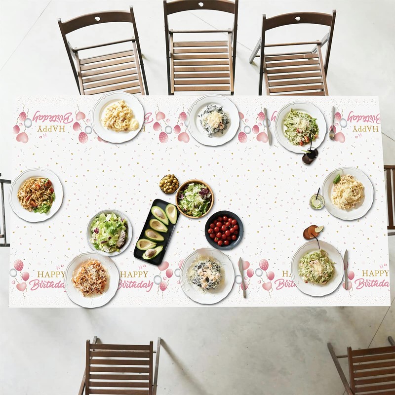 POPOYU Happy Birthday Tablecloth, Table Cloth Party Disposable for Girls