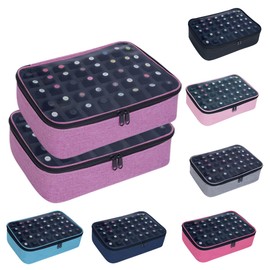 UOZL 2 Pcs Small Clear Nail Polish Organizer Holds 80 bottles(15ml-0.5fl.oz) Nail Polish Case Multifunctional Nail Polish Bag Organizer, Cosmetic Travel Makeup Bags for Women Purple