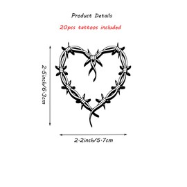 QualityLife Karol Temporary Tattoos, 20pcs Multicolor Heart Themes, Easy to Apply, Waterproof, Safe Materials, Long-Lasting, Concert Accessories or Gifts