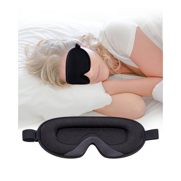 Sleeping Mask for Side Sleepers, 3D Sleeping Mask for Men, Women, Soft and Breathable Eye Mask, Sleeping Masks, 100% Light Blocking Sleeping Mask with Adjustable Strap for Travel