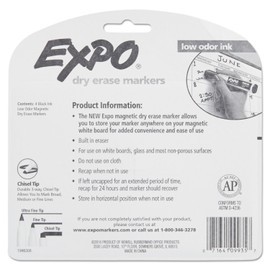Expo 1944729 Magnetic Dry Erase Marker Chisel Tip Black 4/Pack