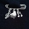 Piano and Music Note Charm Pendant Brooch, Punk Vintage Style