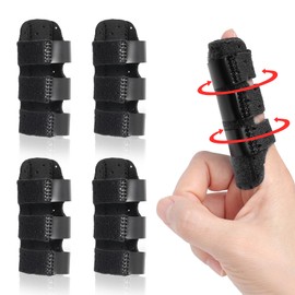 Wisesso Trigger Finger Splint, Finger Brace for Broken/Straightening/Arthritis/Trigger Finger, Breathable Finger Sleeves for Middle/Ring/Index Finger, Black, 4pcs