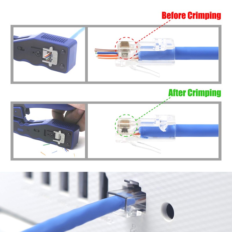 VCE Pass Through RJ45 Crimp Tool Kit, 3-in-1 Ethernet Crimper