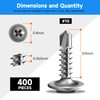Marysino 400Pcs #10 x 3/4" Self Tapping Screws for Metal,