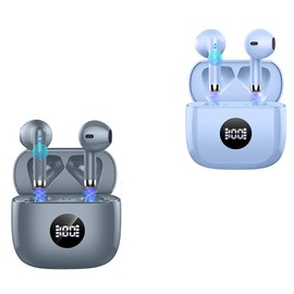 Jxrev 2 Pack Dark Grey and Purple Wireless Earbuds, Wireless Earbuds, Bluetooth 5.3 Ear Buds LED Power Display Headphones Bass Stereo, Bluetooth Earbuds in-Ear Noise Cancelling Mic, 40H Playback Case