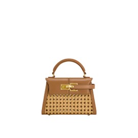 JW PEI Women's Elise Top Handle Bag - Brown, Faux Bamboo Woven