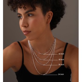 LeCalla 925 Sterling Silver Italian 3.5 MM Diamond-Cut PaperClip Link Chain Necklace for Teen and Women 16 Inches