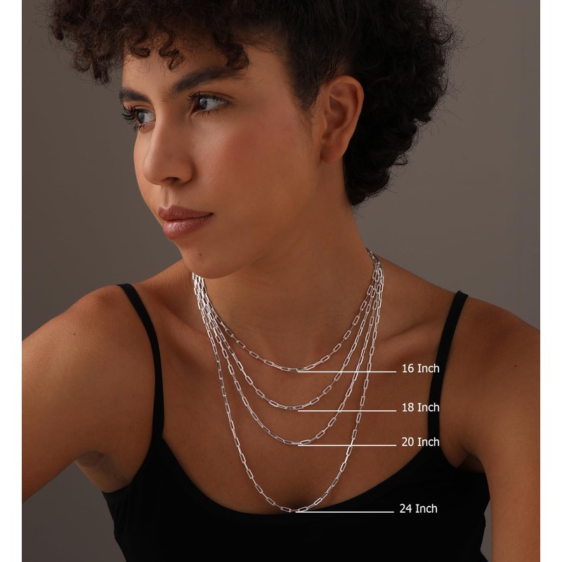 LeCalla 925 Sterling Silver Italian 3.5 MM Diamond-Cut PaperClip Link