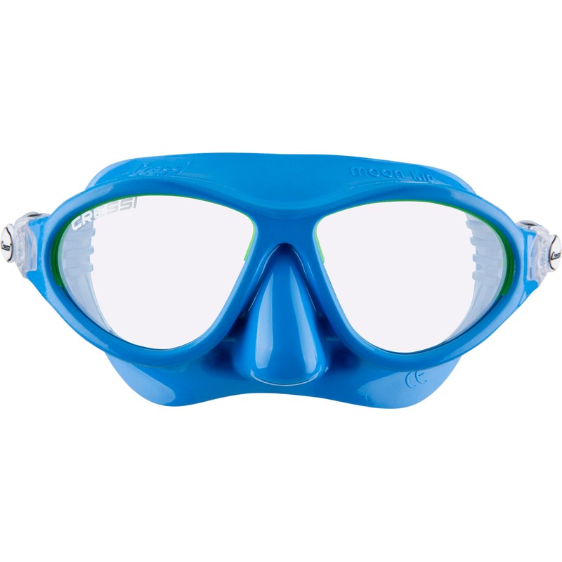 Cressi Kids Moon Snorkeling Mask, Blue/Lime, 5-10 Years