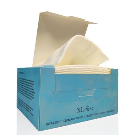 Disposable Face Towel Extra Large- 100% Viscose Cotton | Ultra Soft, Biodegradable, Chemical-Free Dry Wipes for Sensitive Skin | Super Absorbent, and Perfect for Full Face & Body Cleansing (30 Count)