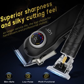 Hair Clippers for Men Cordless, 4-Piece Grooming Kit with LED Display, Gift for Him - Includes Clippers, Trimmer, Foil Shaver & Nose Trimmer - Complete Home Barber Set
