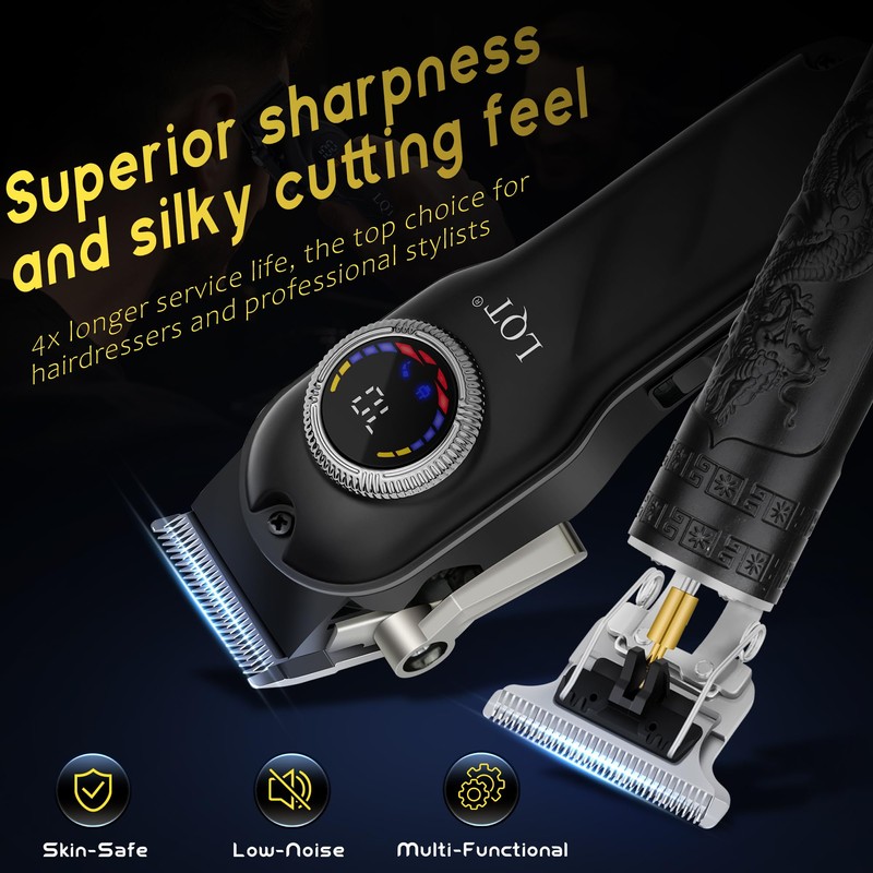 Hair Clippers for Men Cordless, 4-Piece Grooming Kit with LED