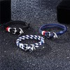 EXINOX Navy Blue Stainless Steel Anchor Bracelet for Men Women,