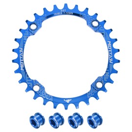 HARFINGTON 104BCD Bike Chainring 30T Round Narrow Wide Single Speed Aluminum Chainring Chainwheel with 4 Round Bolt for Road Bike Bicycle 7/8/9/10/11 Speed Chains, Blue