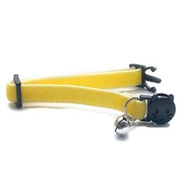 Velvet Cat Collars with Bell | Quick Safety Release Breakaway Buckle | Handmade in the UK | Available in Cat & Kitten Size | Zacal Cat Collars | Lemon Yellow Velvet