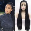 Angle Lucky Black Micro Braided Wigs Synthetic Lace Frontal Braided
