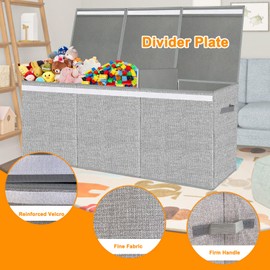 Pantryily Extra Large Toy Box for Girls Boys - Collapsible Kids Toy Chest Boxes Organizers and Storage for Nursery,Playroom,Office 35.8"x12.6"x16"(Grey)