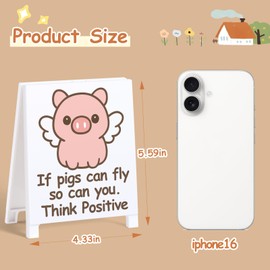 Funny Flying Pig Desk Sign Inspirational Office Decor Gifts If Pigs Can Fly So Can You Positive Pig Emotional Motivational Saying Sign for Son Friends Coworkers Cute Desk Decor White Elephant Gifts