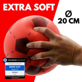 Kyto Softball 20 cm Foam Ball | Football for Outdoor and Indoor | Suitable for Children from 36 Months (3 Balls, Red)