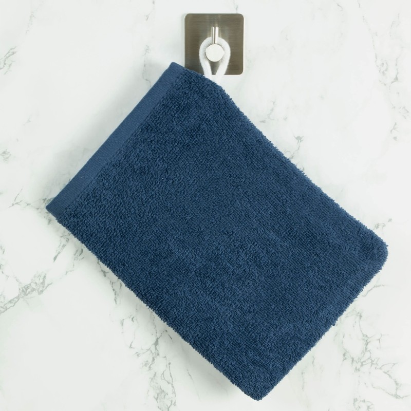 ZOLLNER 10er Set Waschhandschuhe, Waschlappen, 16x21 cm, Baumwolle, Marine