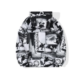 SNOW DREAMS Boys Waterproof Rain Jacket Windbreaker Lightweight Coat Kids Raincoat Outerwear Black White Size 12