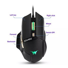 Combaterwing CW90 3800 DPI Wired Gaming Mouse, 6 Buttons Design 4 Breathing LED