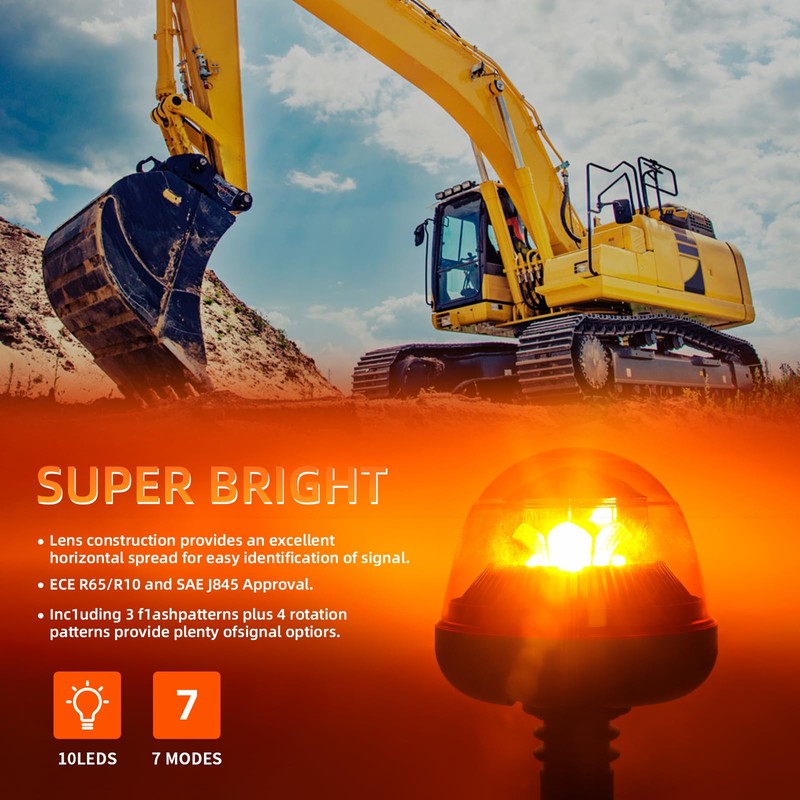 Qiping LED Beacon, 12 V/24 V Car Warning Light, Orange