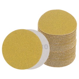 Kozelo 50pcs No Hole Sanding Discs- [ 3 Inch 80 Grit ] Round Hook and Loop Grip Sanding Pads Sandpaper for Automotive Woodworking Metal Polishing Use| Gold, Aluminum Oxide