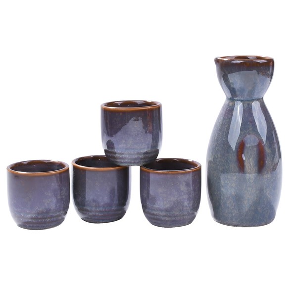 Juego de sake japonés de cerámica y tazas de sake