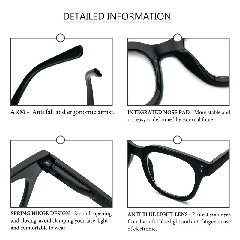 prtcslwd 3 Pack Oversized Reading Glasses for Women Men with