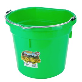 Little Giant Plastic Animal Feed Bucket (Lime Green) Flat Back Plastic Feed Bucket with Metal Handle (20 Quarts / 5 Gallons) (Item No. P20FBLIMEGRN6)