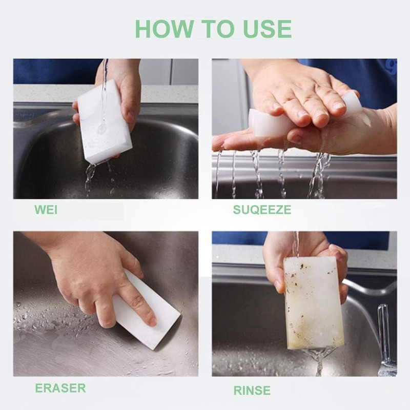 Magic Sponge Eraser 100 Pack Extra Thick and Long Lasting