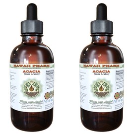 Acacia Alcohol-Free Liquid Extract, Organic Acacia (Acacia Senegal) Gum Arabic Glycerite Hawaii Pharm Natural Herbal Supplement 2x4 oz