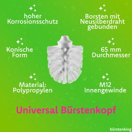 Toilet Brush Head White, diameter: 65 MM / M12 Thread / Set of 5