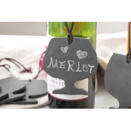 Artaste 28652 Slate Wine Tag and Soapstone Chalk,3.25 by 3-Inch, Set of 6