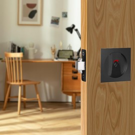 Aglehome Square Pocket Door Lock with Color Coded Indicator, Black Contemporary Privacy Pocket Door Hardware, Sliding Pocket Door Lock, Flush Pocket Door Latch for Bed/Bath, 2-3/8" Backset