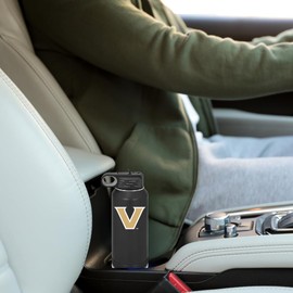 Vanderbilt University 32oz Stainless Steel Double Walled Black Beverage Bottle with Flip Straw Spout - College Gear for Playoff Season – For Office, Home or Auto – Show your Commodores Pride