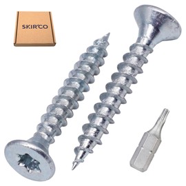 SKIR'CO (Pack of 100) 3.5 x 25mm Galvanised Steel Wood Screws Torx Head Countersunk Chipboard Screws Full Thread