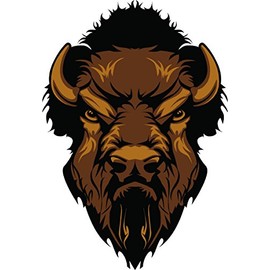 Mascot Angry Bison Head Front 4x5.8 Sticker Decal die Cut Vinyl - Made and Shipped in USA