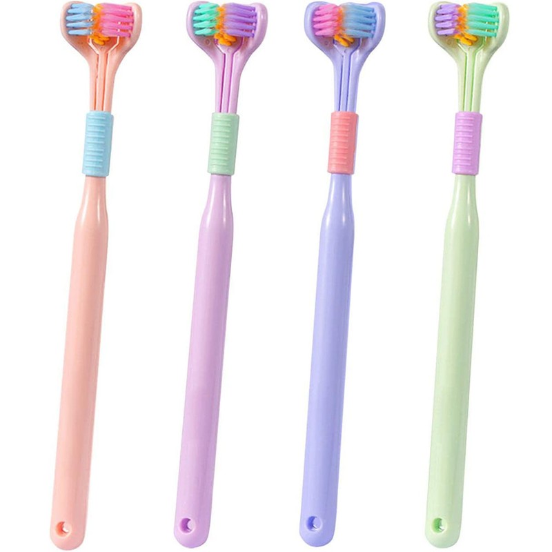 Pack of 2 3 4 Three Sided Toothbrushes Soft Bristle